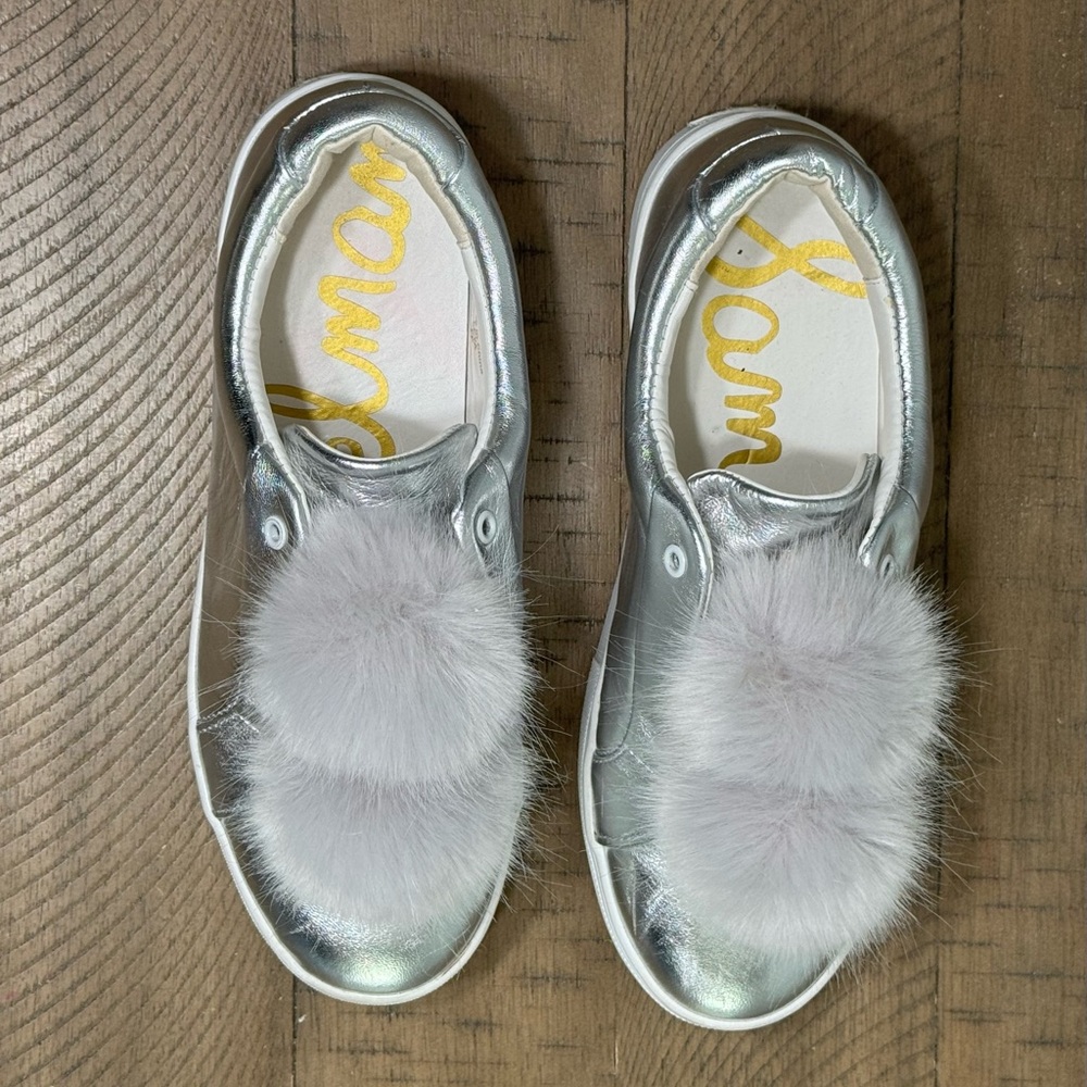 Sam Edelman Leya Pom Pom Silver Sneaker|8.5